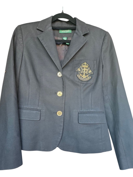 Lauren Ralph Lauren Jackets & Blazers - Lauren Ralph Lauren Black & Gold Nautical Pocket Patch Petite Size Med